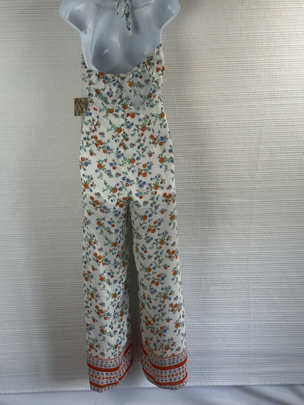 NWT Floral Halter Jumpsuit Cottagecore Boho Wide Leg Romper Active USA Small - Picture 4 of 11
